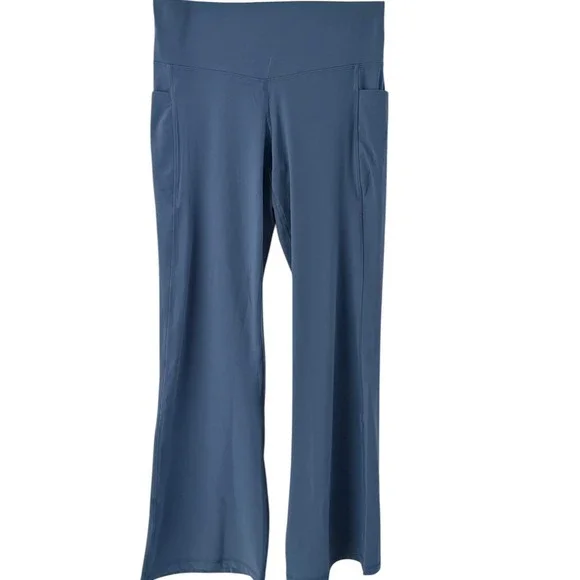 New Member's Mark Flare Yoga Pant Women Large Blue High Rise Crossover Pockets - Picture 13 of 16